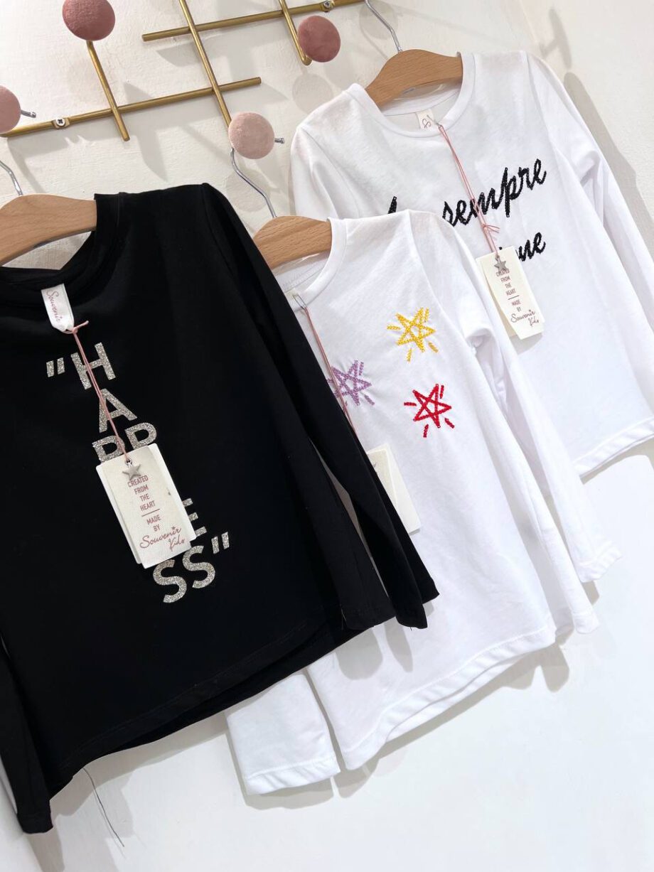 Shop Online Maglietta bianca con ricamo stelle Souvenir Kids