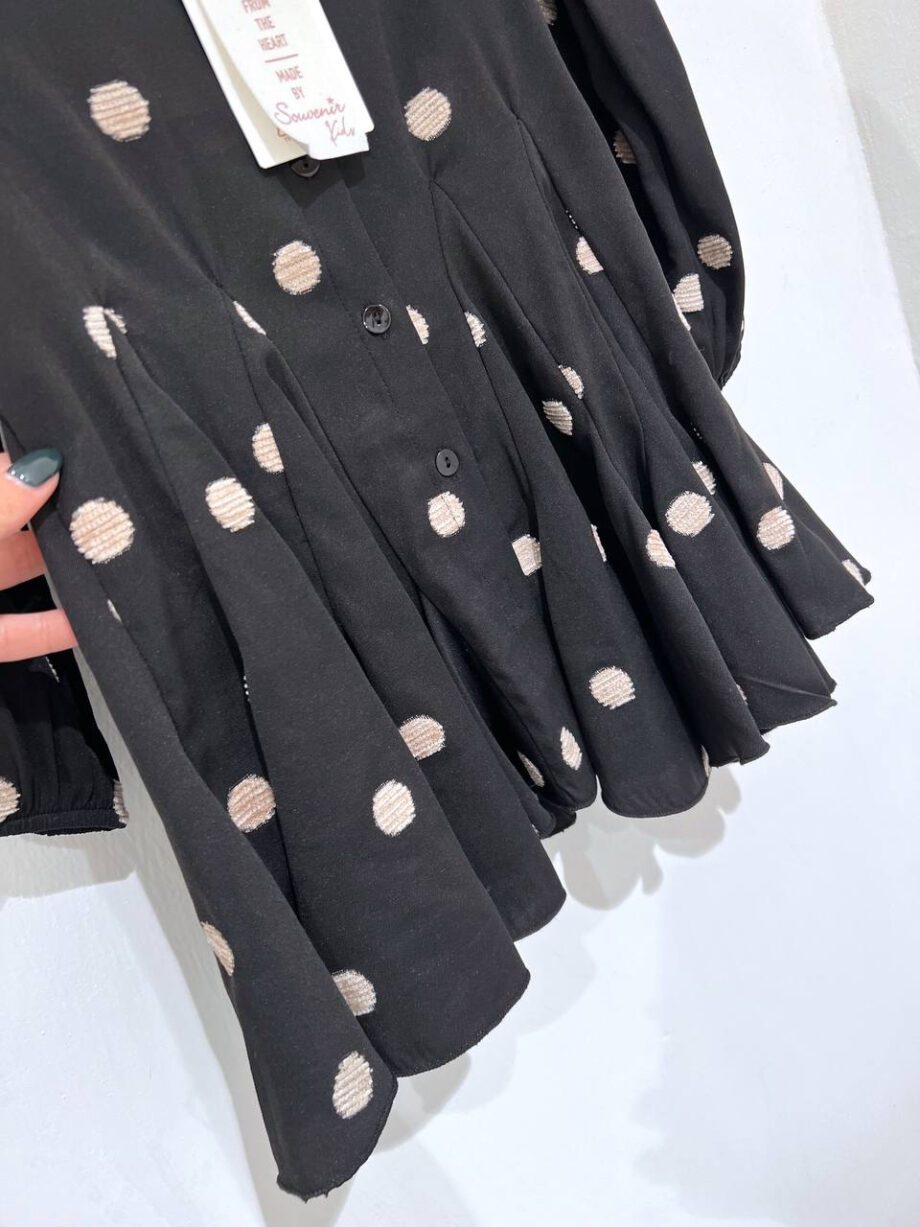 Shop Online Vestito nero con pois beige Souvenir kids