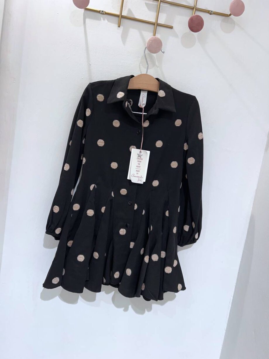 Shop Online Vestito nero con pois beige Souvenir kids