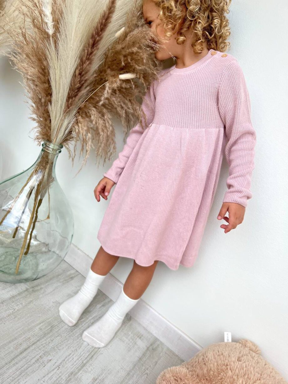 Shop Online Vestito rosa in maglia bottoni spalla Name It