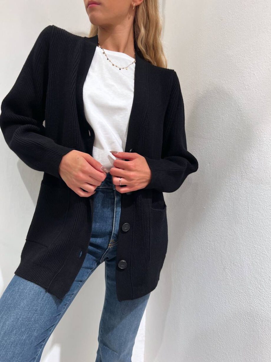 Shop Online Cardigan in maglia nero a coste Vicolo