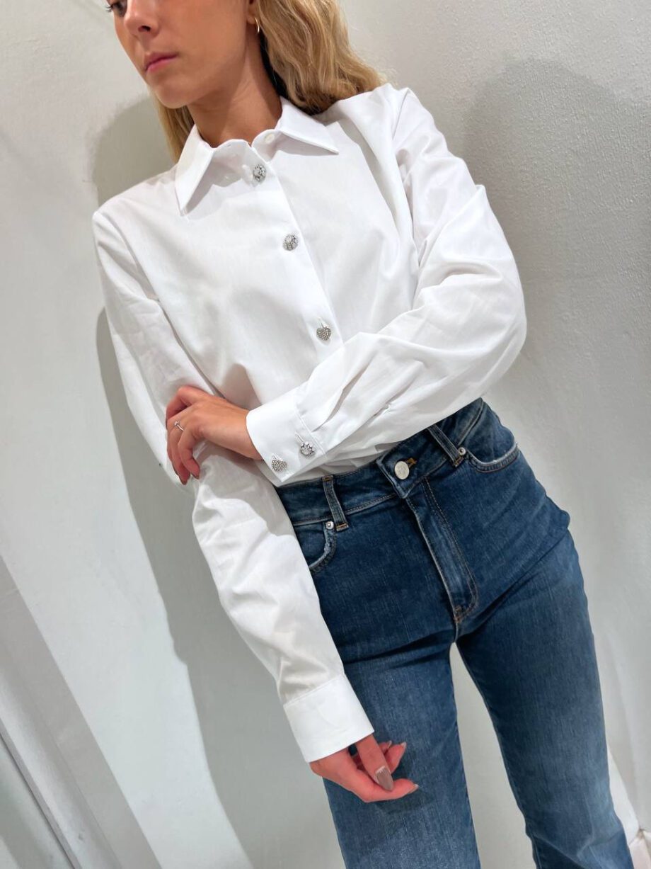 Shop Online Camicia basic bianca bottoni gioiello Vicolo