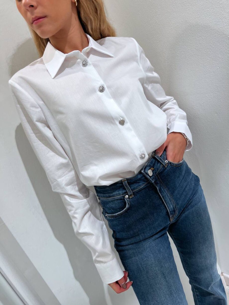 Shop Online Camicia basic bianca bottoni gioiello Vicolo