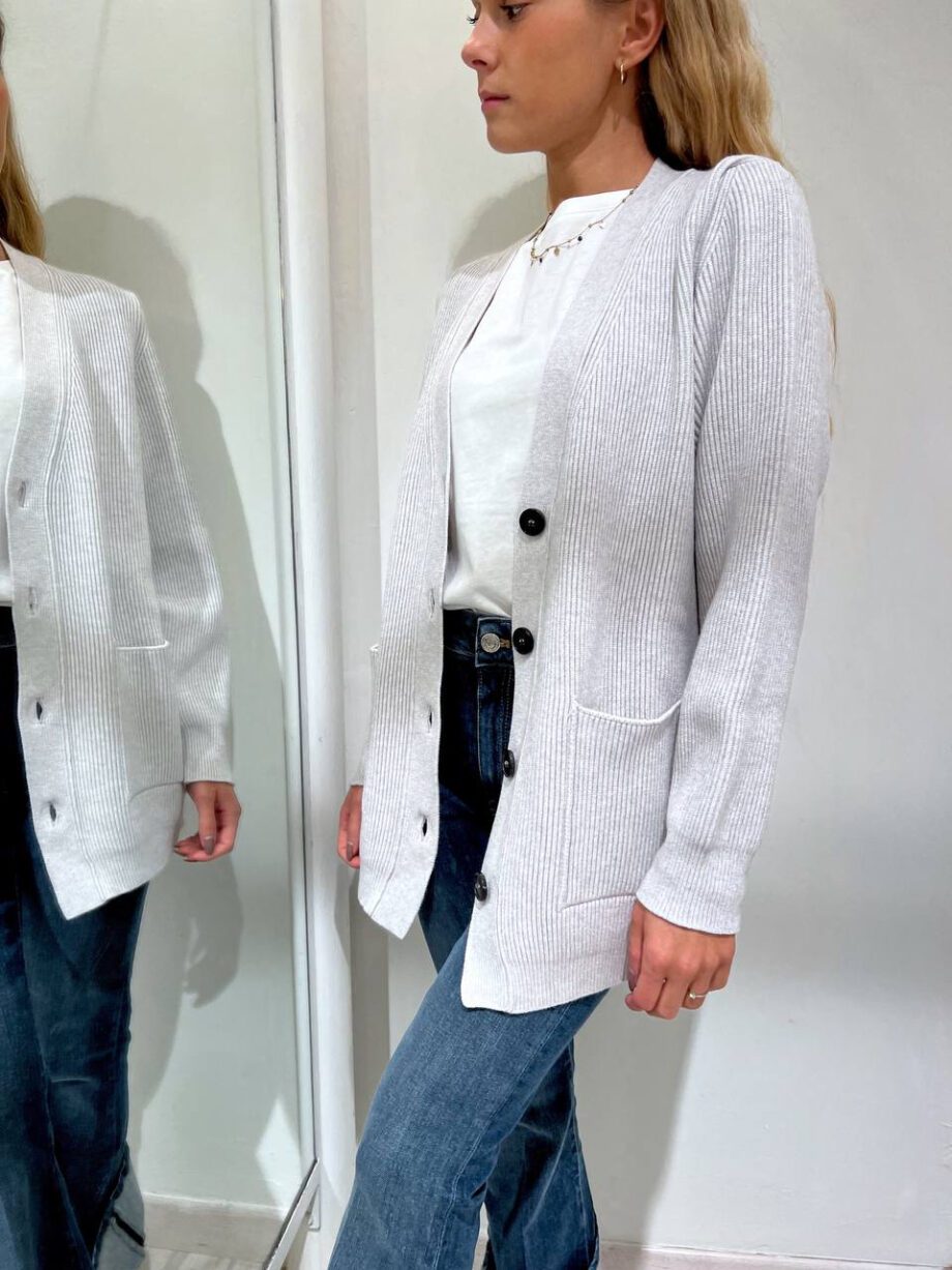 Shop Online Cardigan in maglia grigio a coste Vicolo