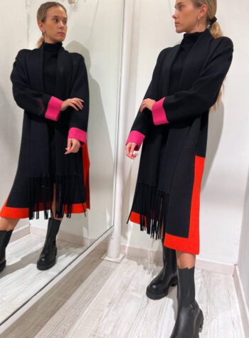 Shop Online Cappotto in maglia nero con frange Vicolo