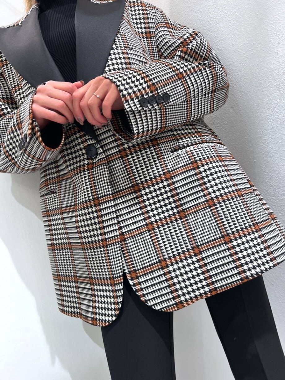 Shop Online Blazer over quadri pied de poule dettaglio raso Vicolo