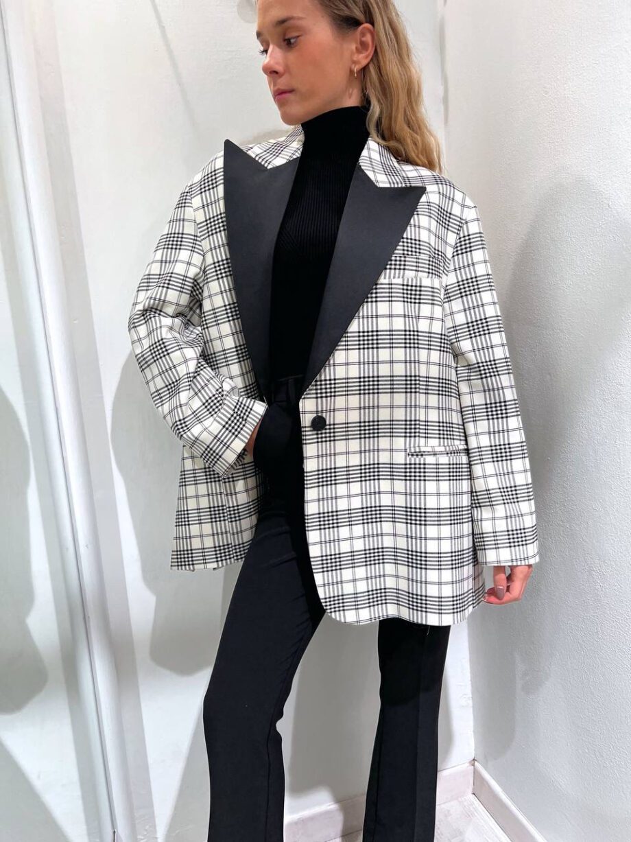 Shop Online Blazer over check dettaglio raso Vicolo