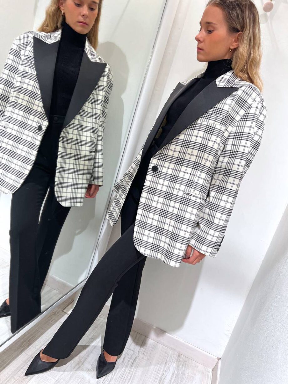 Shop Online Blazer over check dettaglio raso Vicolo