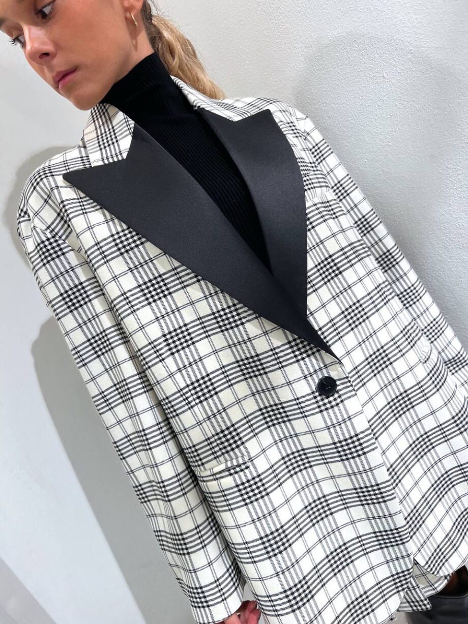 Shop Online Blazer over check dettaglio raso Vicolo