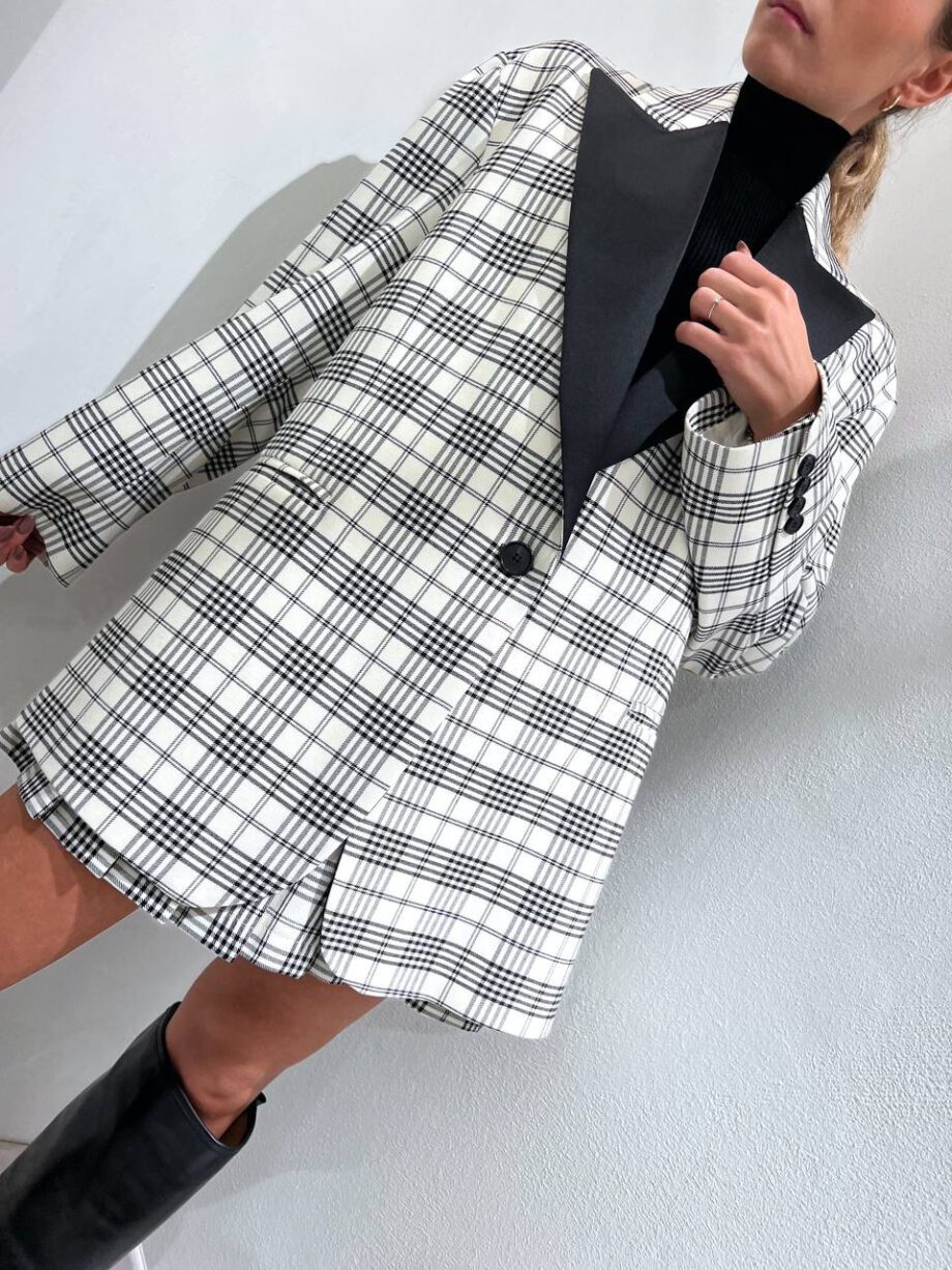 Shop Online Blazer over check dettaglio raso Vicolo