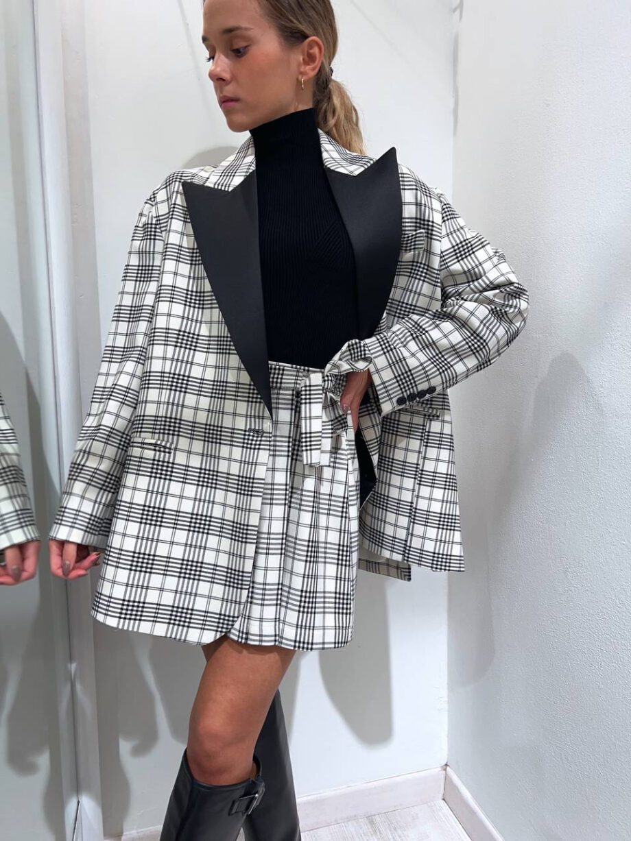 Shop Online Blazer over check dettaglio raso Vicolo