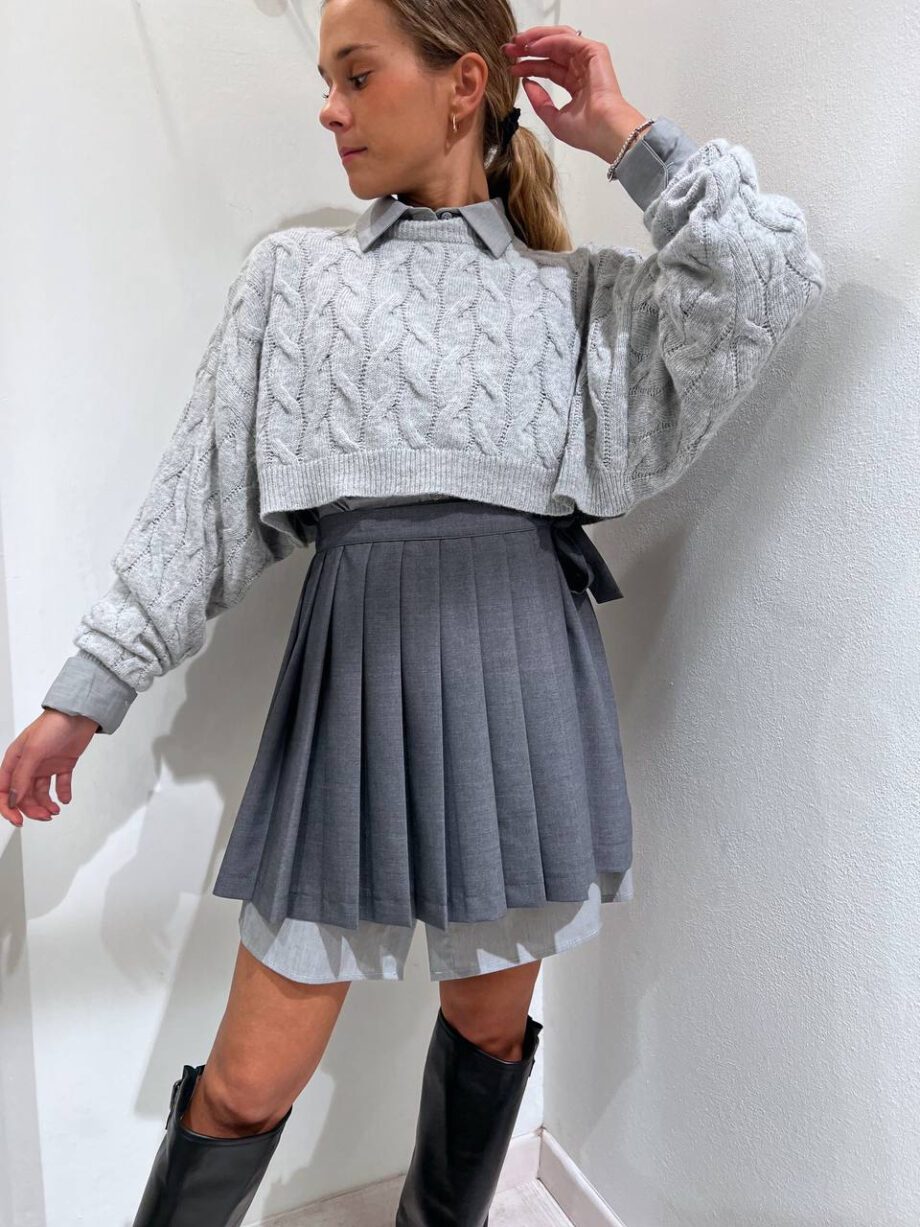 Shop Online Maglioncino crop grigio trecce Vicolo