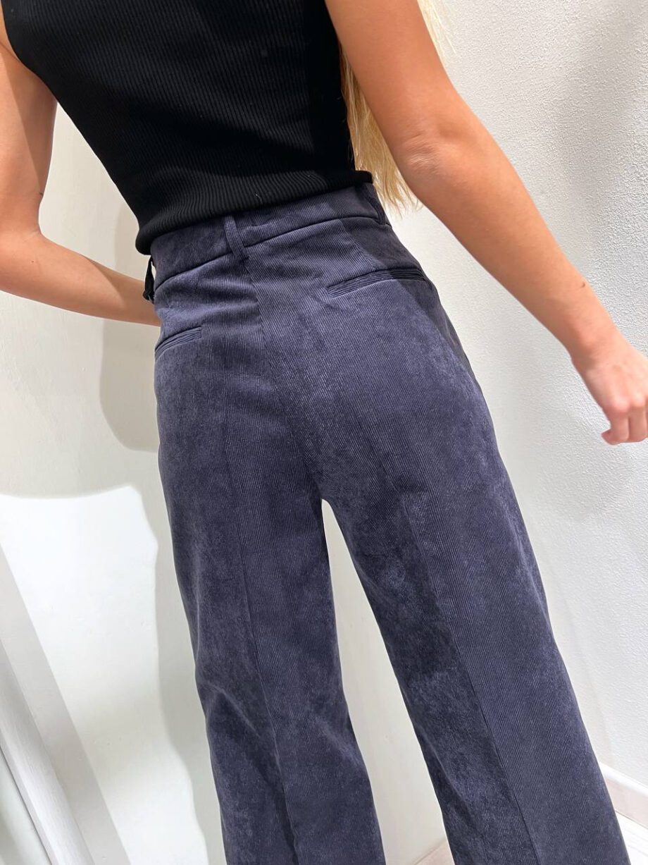 Shop Online Pantalone palazzo blu in velluto millerighe Vicolo