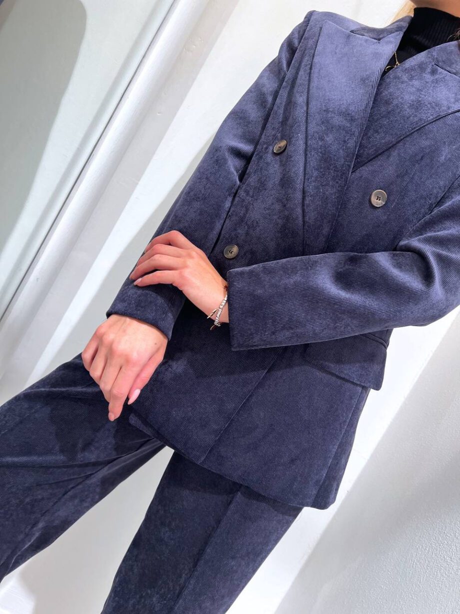 Shop Online Blazer doppiopetto blu in velluto millerighe Vicolo