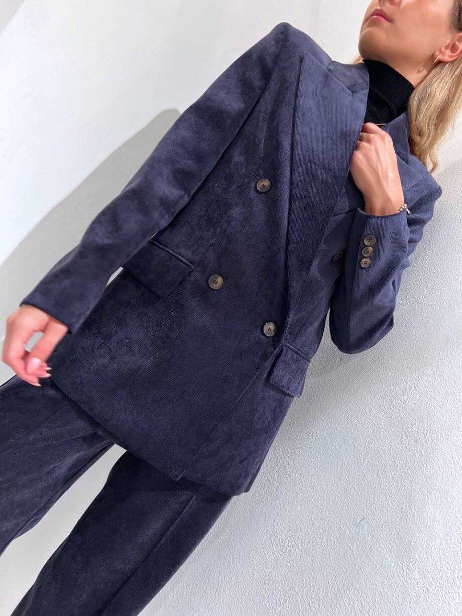 Shop Online Blazer doppiopetto blu in velluto millerighe Vicolo