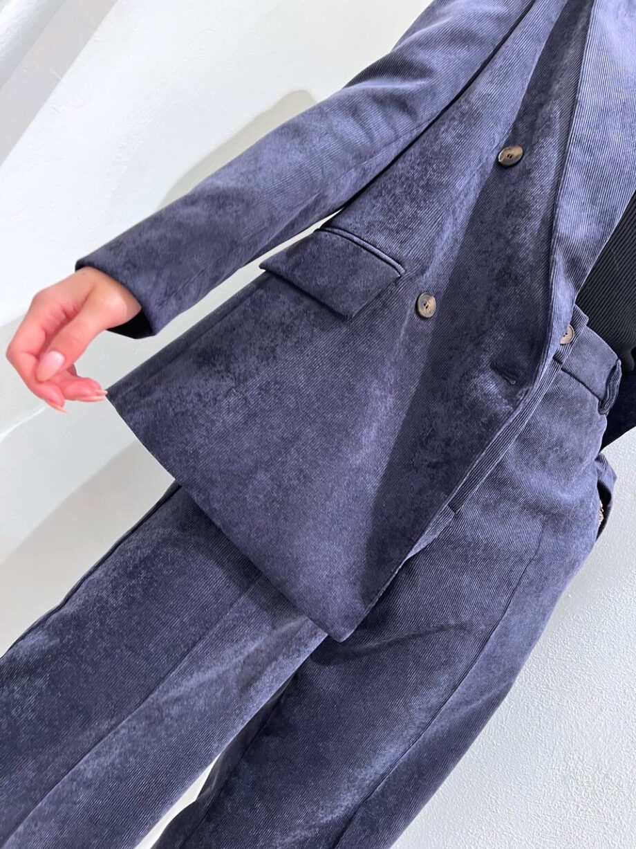 Shop Online Blazer doppiopetto blu in velluto millerighe Vicolo