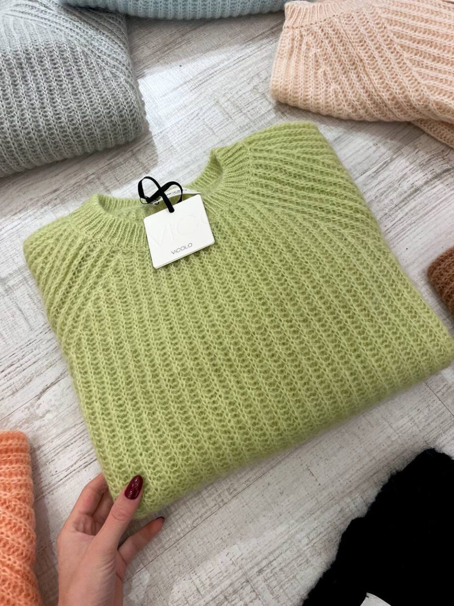 Shop Online Maglione girocollo in mohair pistacchio Vicolo