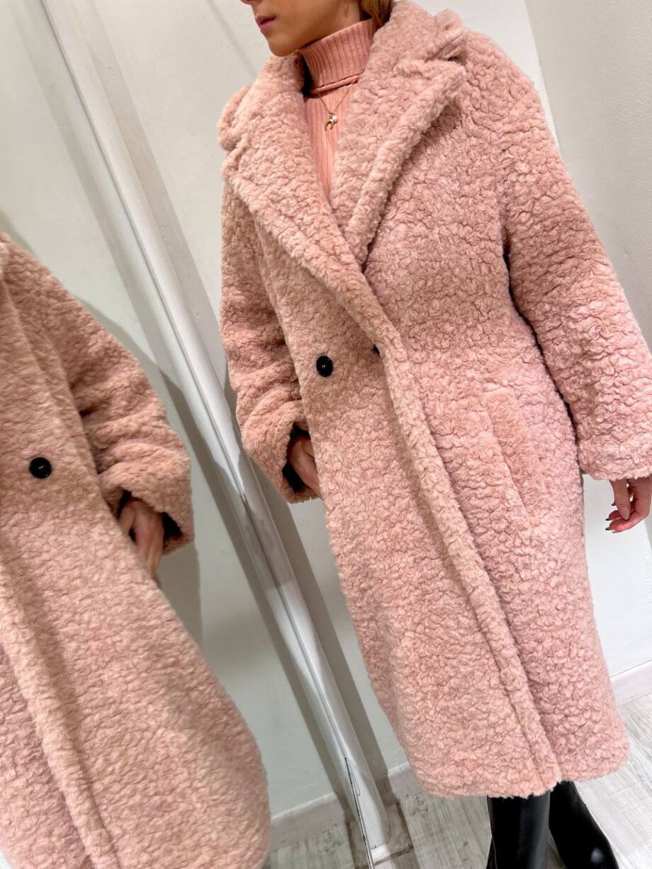 Shop Online Cappotto teddy lungo rosa cipria Vicolo