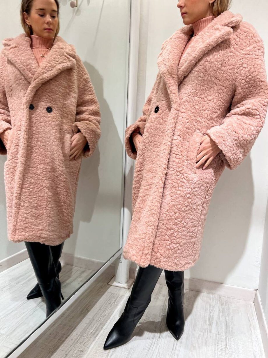 Shop Online Cappotto teddy lungo rosa cipria Vicolo