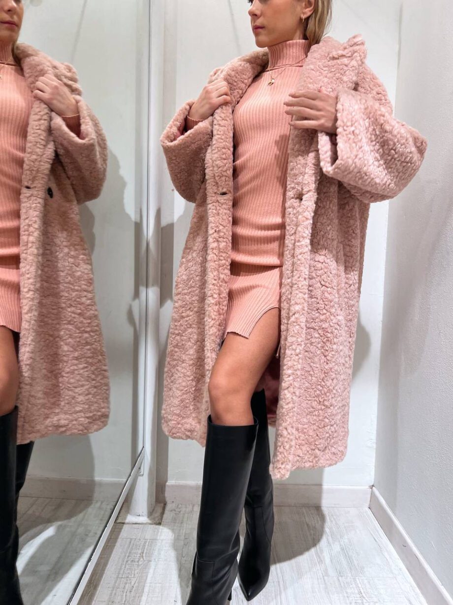 Shop Online Cappotto teddy lungo rosa cipria Vicolo