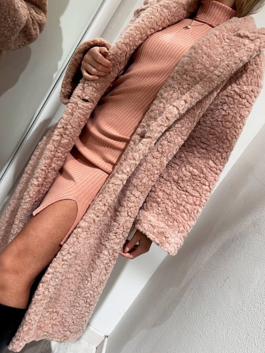 Shop Online Cappotto teddy lungo rosa cipria Vicolo