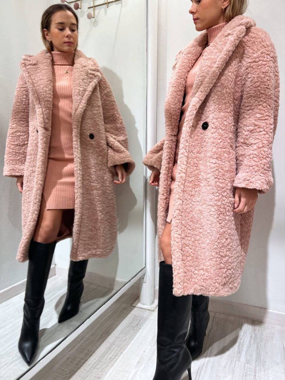 Shop Online Cappotto teddy lungo rosa cipria Vicolo