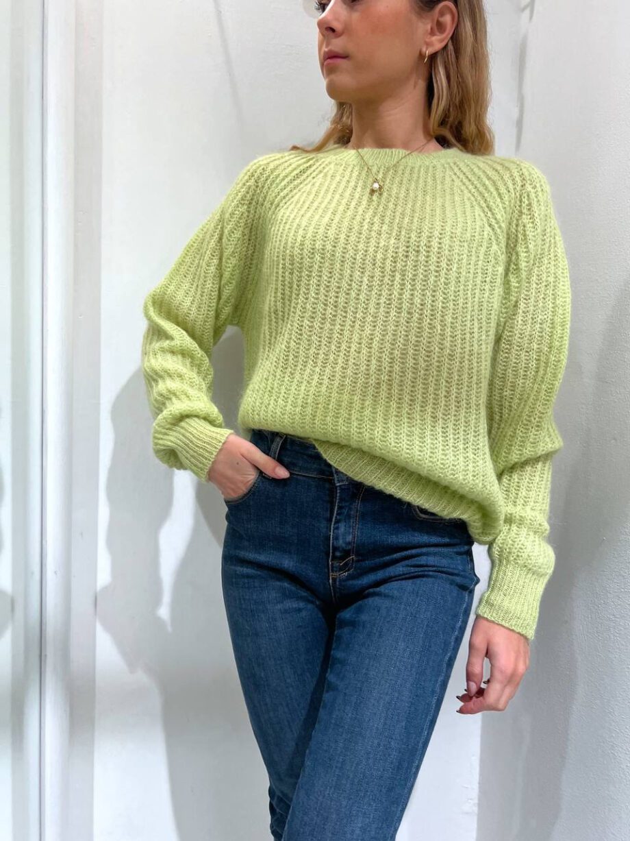 Shop Online Maglione girocollo in mohair pistacchio Vicolo