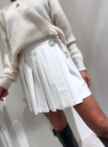 Shop Online Minigonna bianca plissé con fiocco Vicolo
