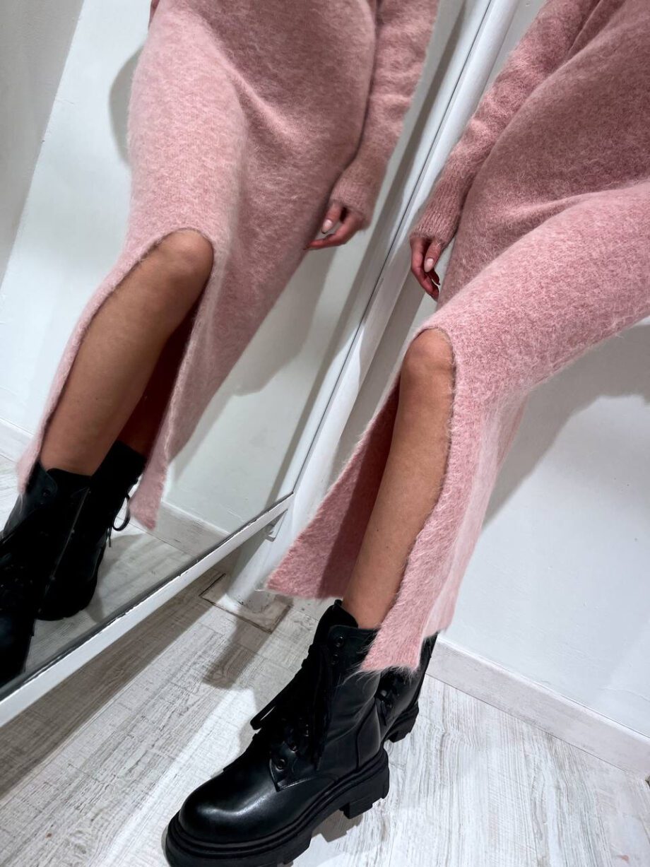 Shop Online Vestito lungo in maglia con spacco rosa Vicolo
