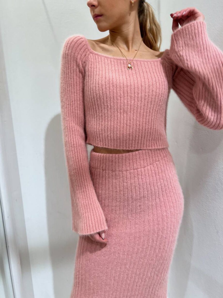 Shop Online Longuette in maglia a coste rosa Vicolo