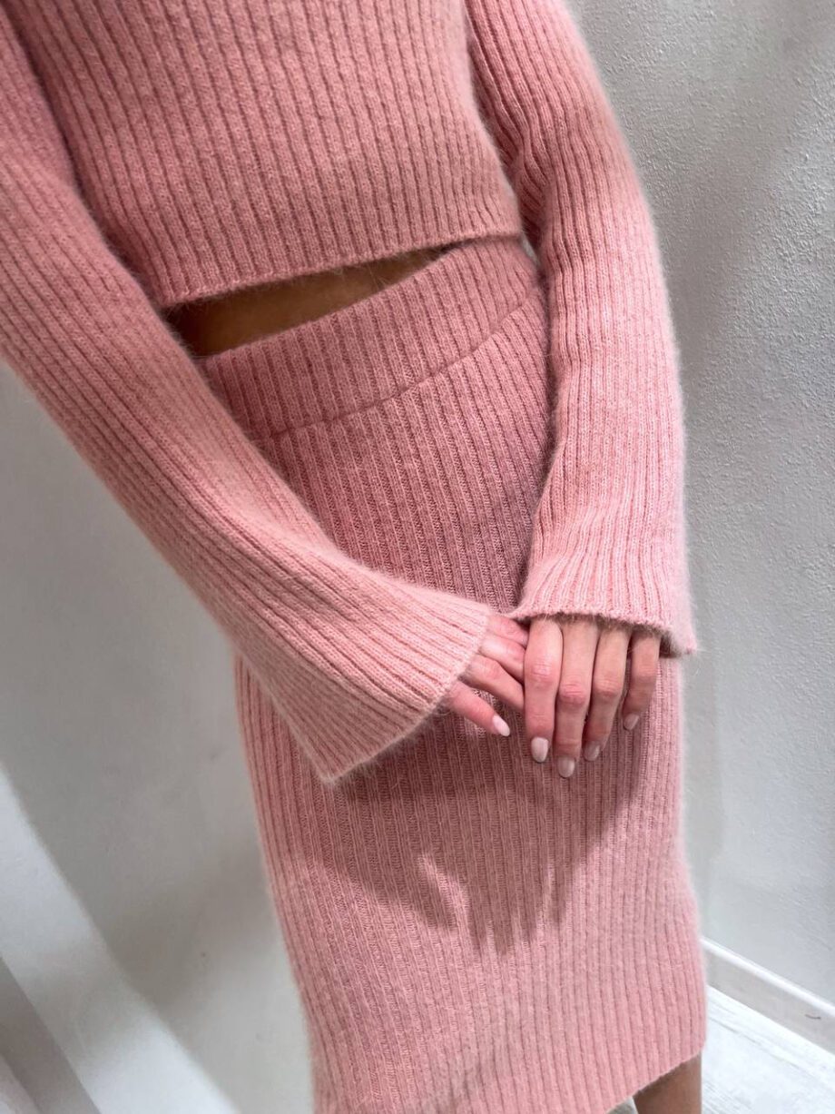 Shop Online Longuette in maglia a coste rosa Vicolo