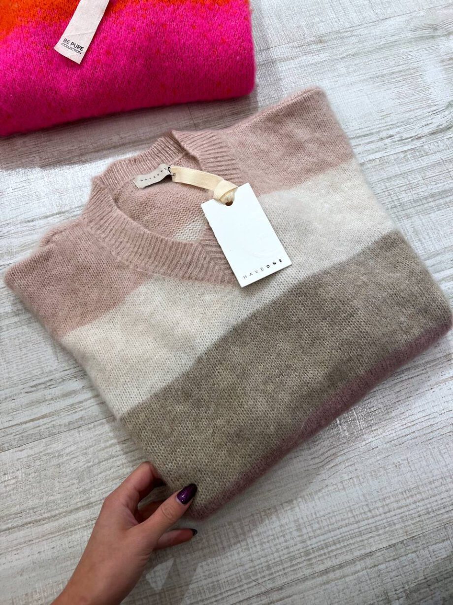 Shop Online Maglioncino a righe rosa e beige Have One