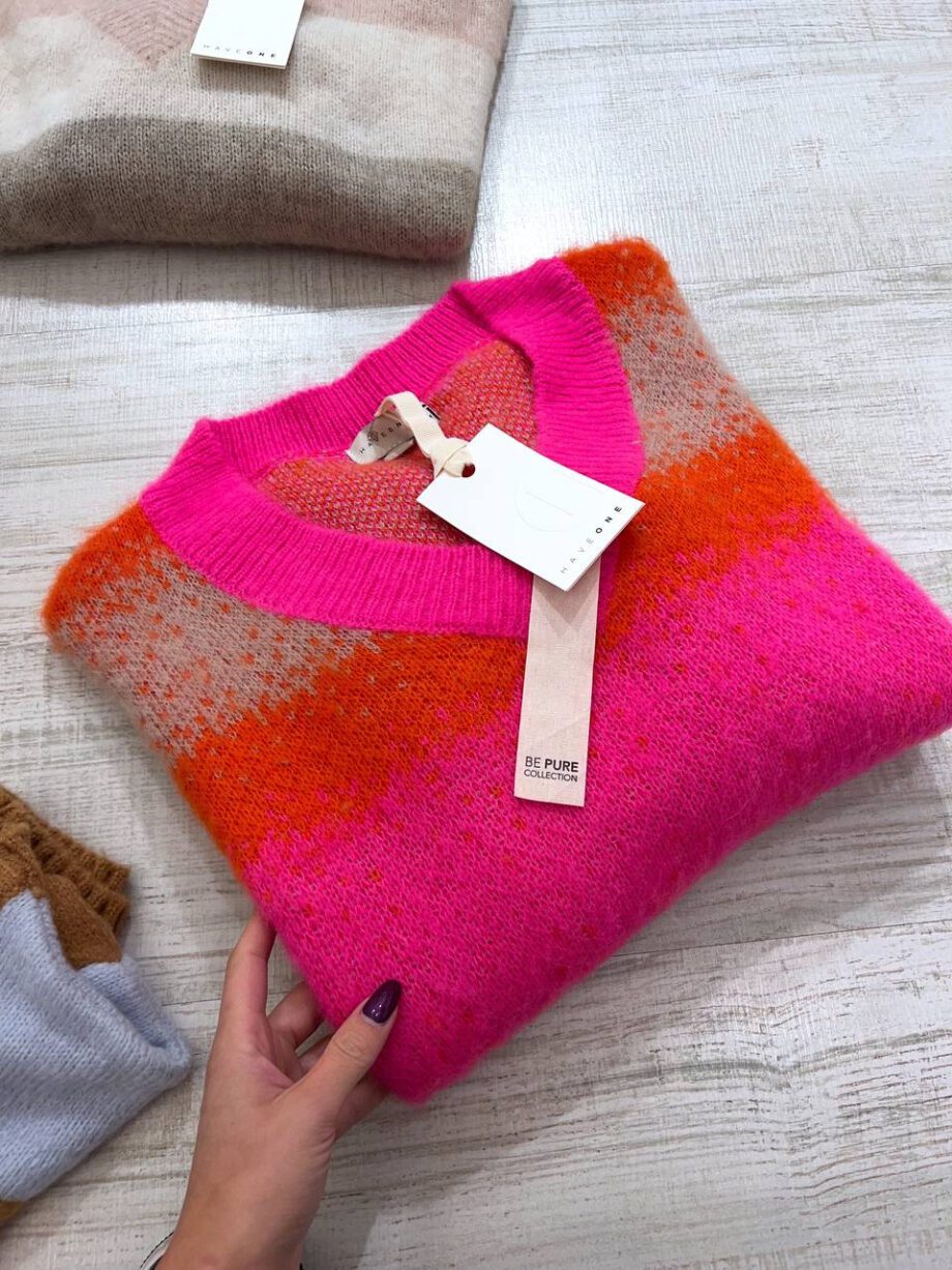 Shop Online Maglione ampio fucsia e arancio Have One