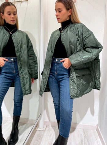 Shop Online Giaccone oversize verde militare Vicolo