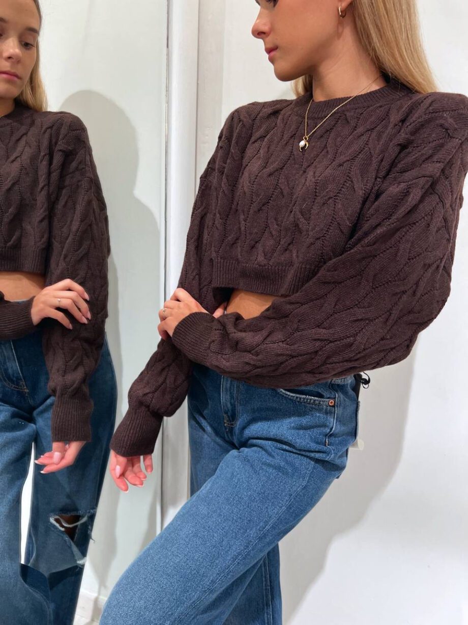 Shop Online Maglioncino crop moro trecce Vicolo