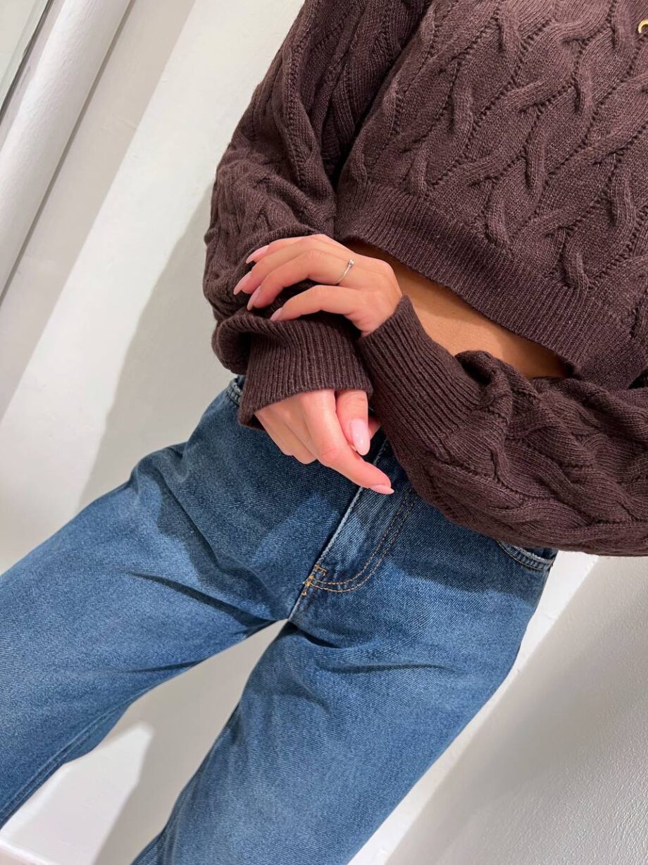 Shop Online Maglioncino crop moro trecce Vicolo