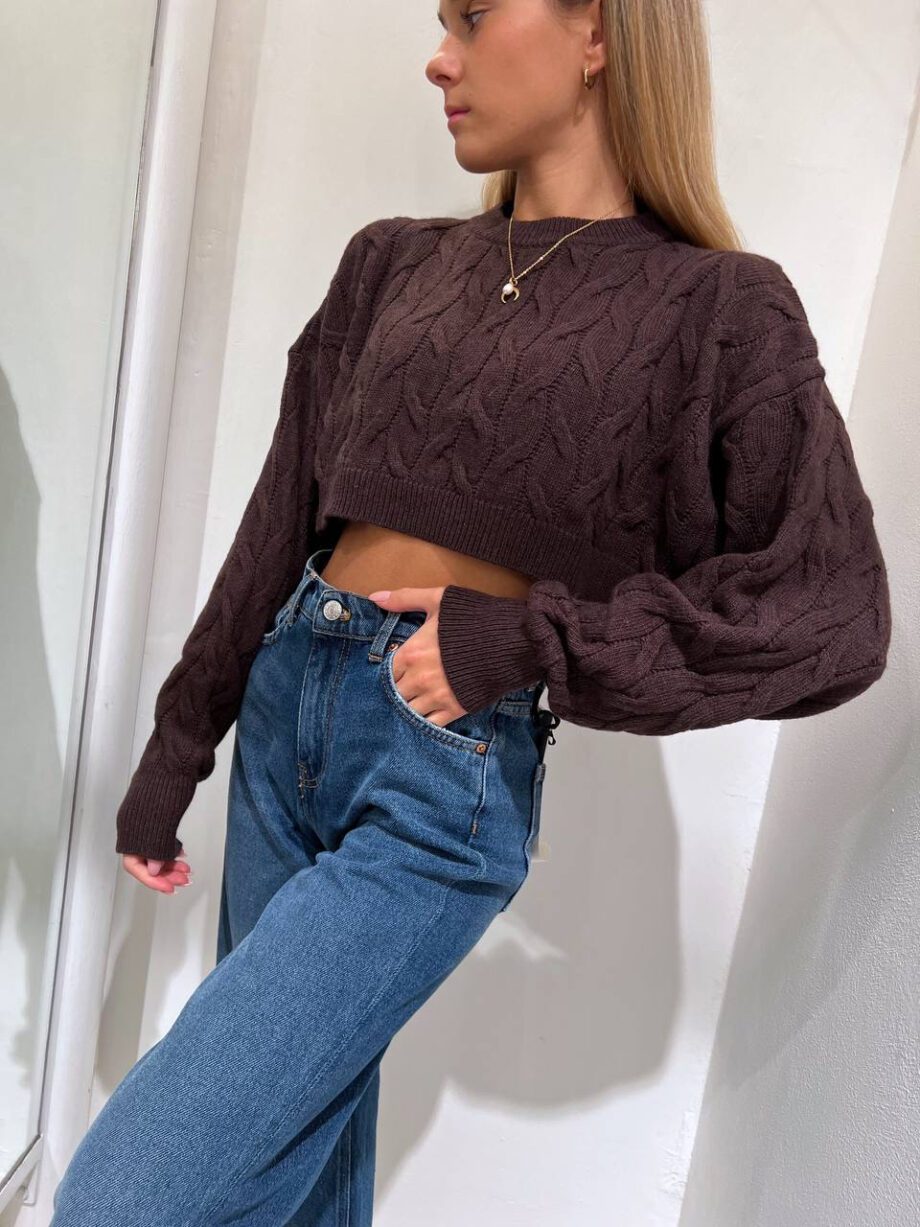 Shop Online Maglioncino crop moro trecce Vicolo