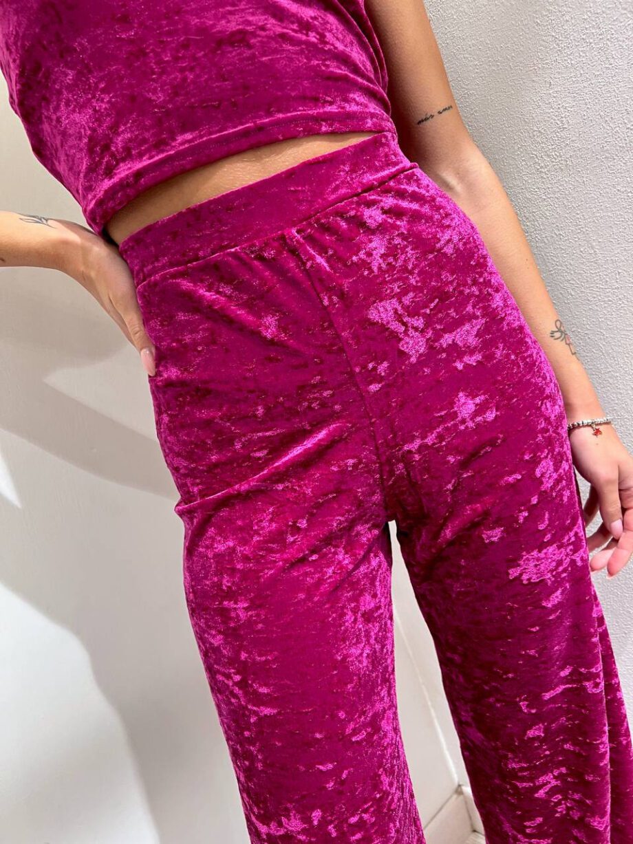 Shop Online Pantalone tuta palazzo in velluto magenta Matinée