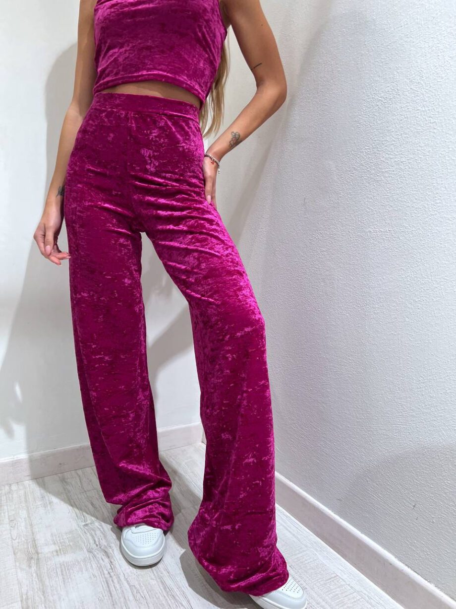 Shop Online Pantalone tuta palazzo in velluto magenta Matinée