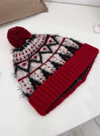 Shop Online Cappello in lana natalizio rosso e bianco Vicolo