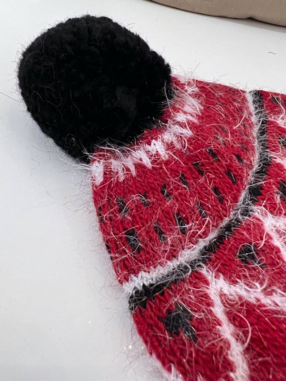 Shop Online Cappello in lana natalizio rosso e bianco Vicolo