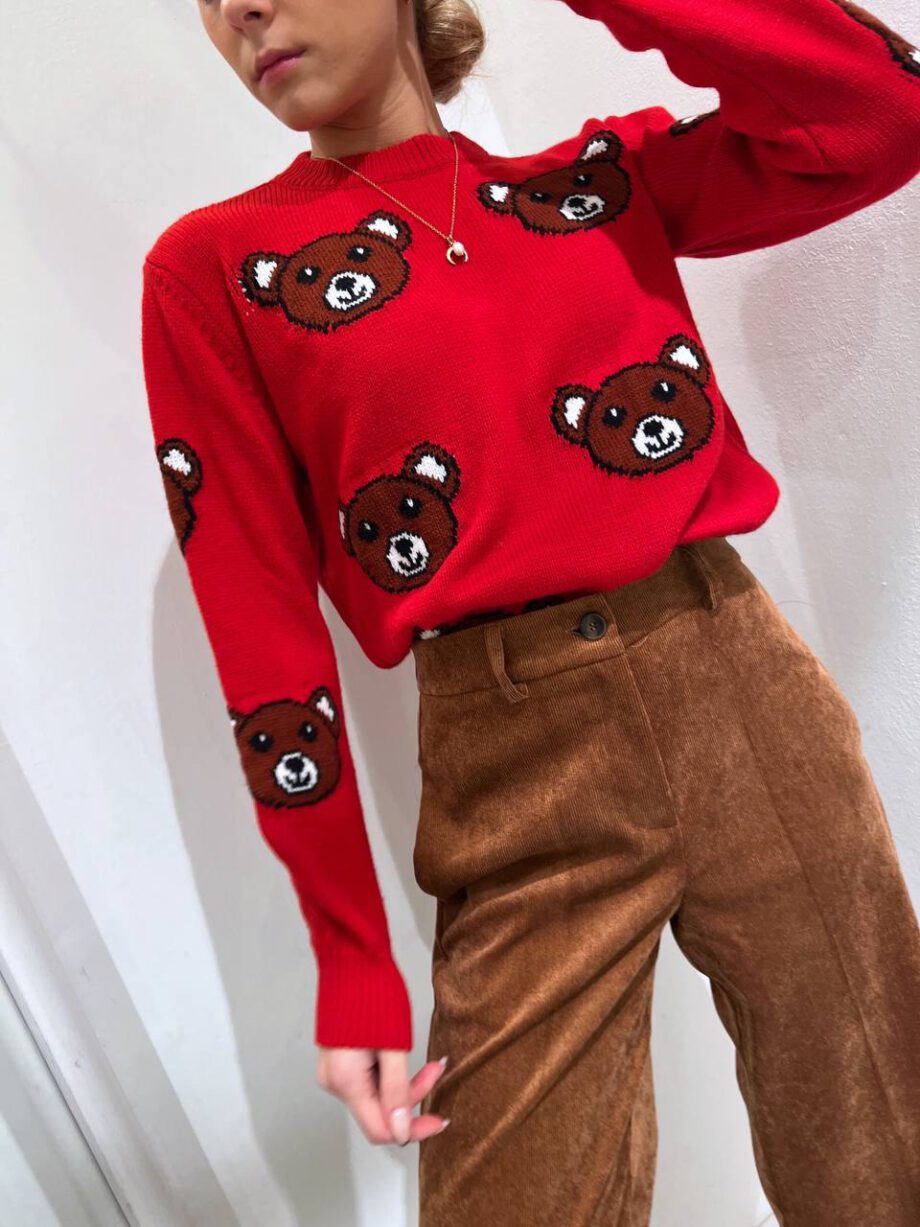 Shop Online Maglione rosso con stampe orsetti Vicolo