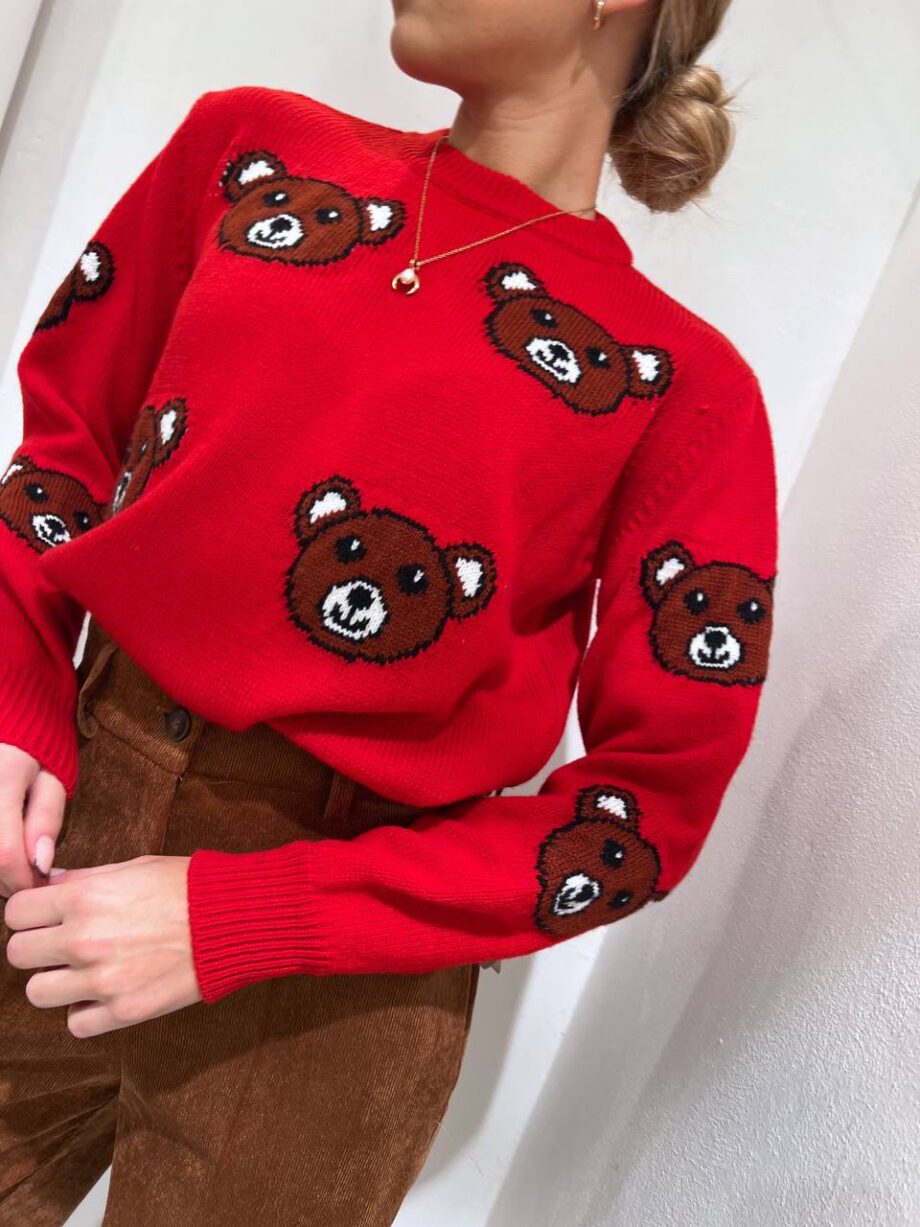 Shop Online Maglione rosso con stampe orsetti Vicolo