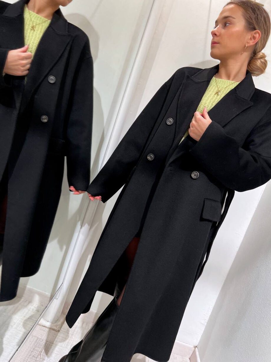 Shop Online Cappotto doppiopetto nero con fusciacca Vicolo