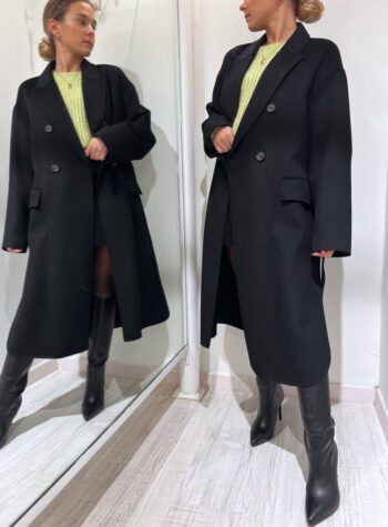 Shop Online Cappotto doppiopetto nero con fusciacca Vicolo