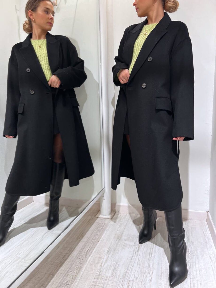 Shop Online Cappotto doppiopetto nero con fusciacca Vicolo