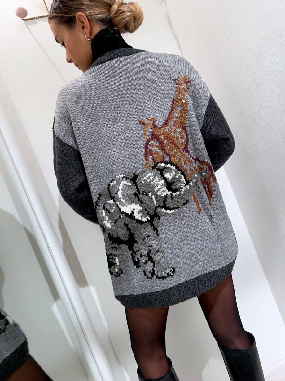 Shop Online Cardigan grigio con stampa animali Vicolo