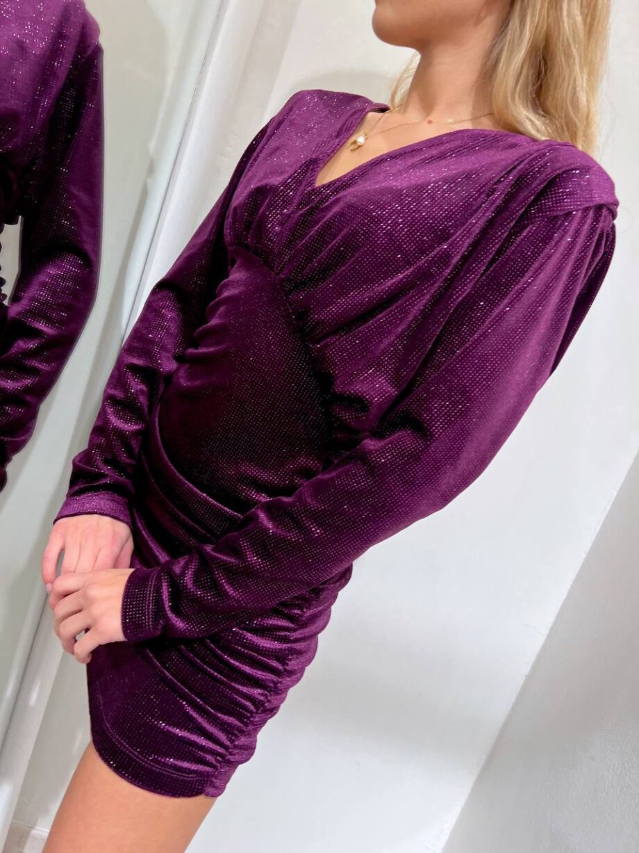 Shop Online Vestito corto viola con glitter in ciniglia Vicolo