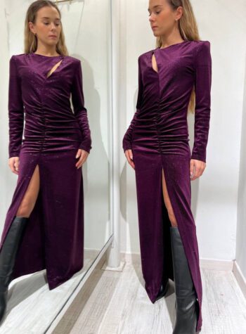 Shop Online Vestito lungo viola con glitter in ciniglia Vicolo