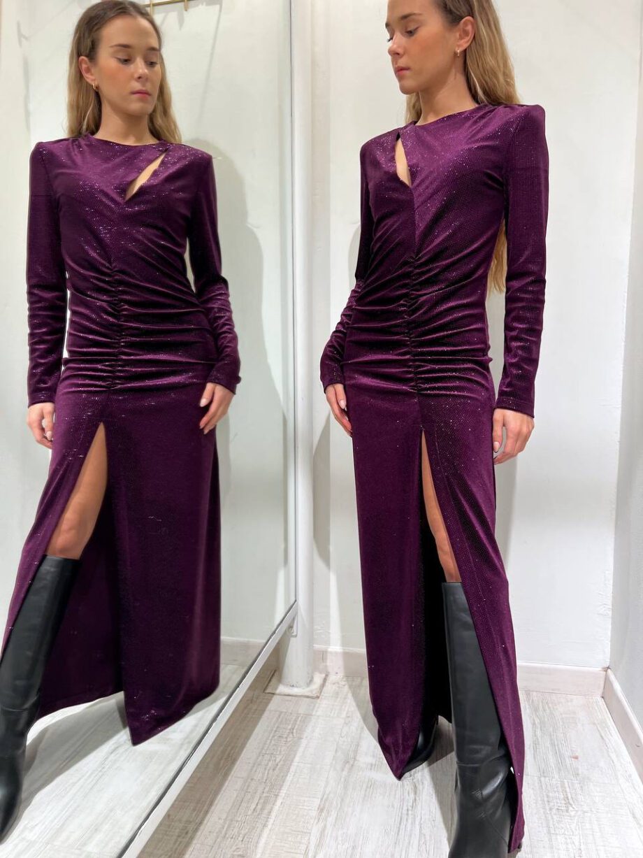 Shop Online Vestito lungo viola con glitter in ciniglia Vicolo